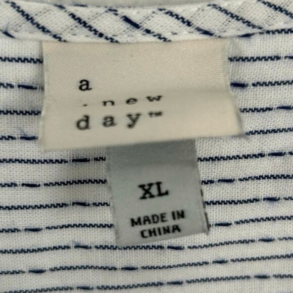 A New Day Target Women Shirt Dress 3/4 Sleeve Blue Preppy Coastal Cotton Size XL - Picture 5 of 8